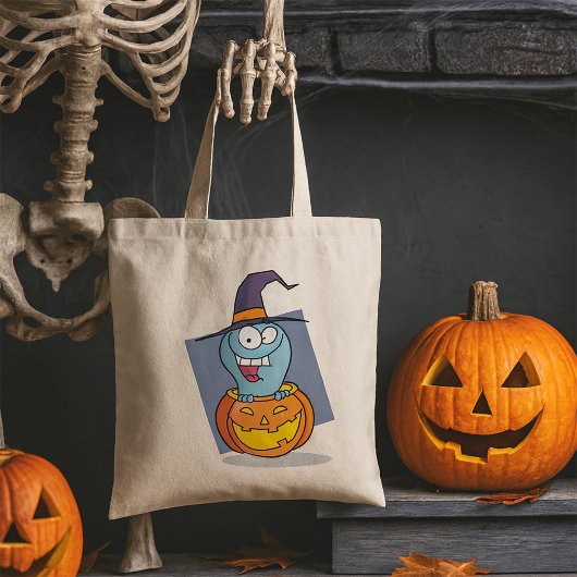 Tote Bag Halloween fantôme en sorcière Éffrayante Citrouill