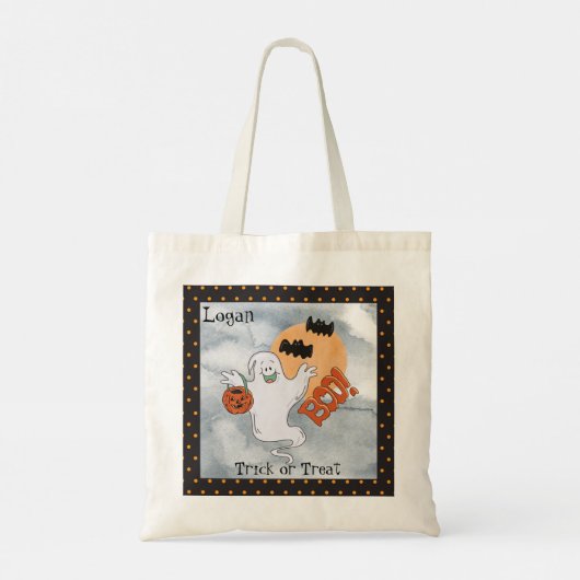 Tote Bag Halloween Fantôme et chauves-souris Trick ou trait (Dos)