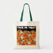 Tote Bag Halloween Fantômes Haunted Citrouille Patch Grand  (Devant)