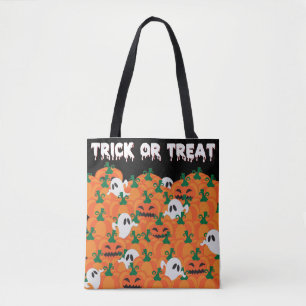 Tote Bag Halloween Fantômes Haunted Citrouille Patch Grand
