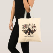 Tote Bag Halloween Fleurs roses mal chauve Feuilles verts c (Devant (produit))
