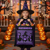 Tote Bag Halloween Frankenstein Witch Vampire Purple Plaid