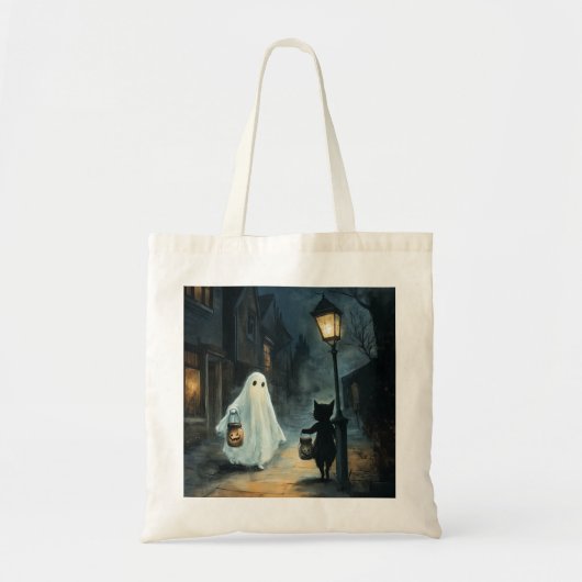 Tote Bag Halloween Ghost et Rencontre de chat (Devant)