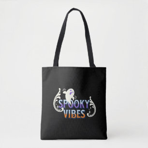 Tote Bag Halloween Ghost Vibes Éffrayant Typographie Lettra