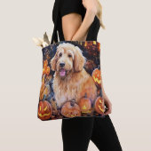Tote Bag Halloween Goldendoodle avec la peur Citrouille (De près)