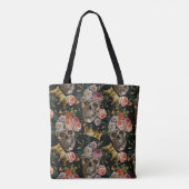 Tote Bag Halloween gothique foncé Roses rouges crâne de Cou (Dos)