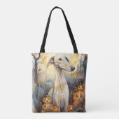 Tote Bag Halloween Greyhound Avec La Peur Citrouille (Dos)
