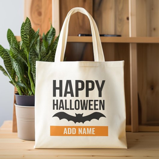 Tote Bag Halloween heureux avec le titre personnalisé en gr