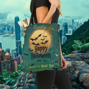 Tote Bag Halloween heureux personnalisé avec Green Moonlit