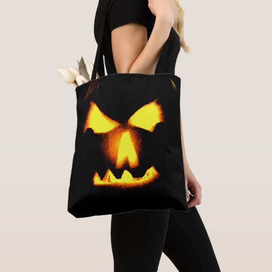 Tote Bag Halloween Jack-o'-lantern Face (De près)