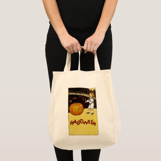 Tote Bag Halloween Jack o'Lantern Citrouille Patch (Devant (produit))