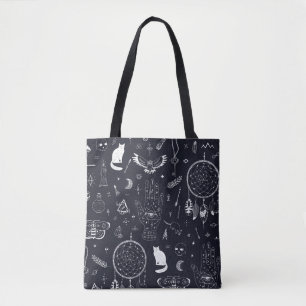 Tote Bag Halloween Magic : Vintage Doodle Motif.