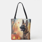 Tote Bag Halloween Malinoi Belge Avec Peur Citrouille (Dos)