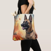 Tote Bag Halloween Malinoi Belge Avec Peur Citrouille (De près)