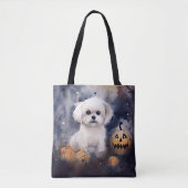 Tote Bag Halloween Maltais Avec Peur Citrouille (Devant)