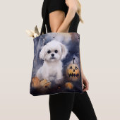 Tote Bag Halloween Maltais Avec Peur Citrouille (De près)