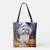 Tote Bag Halloween Malti Tzu Avec Peur Citrouille (Dos)
