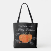 Tote Bag Halloween mignonne Citrouille Black Spider Webs Mo (Dos)