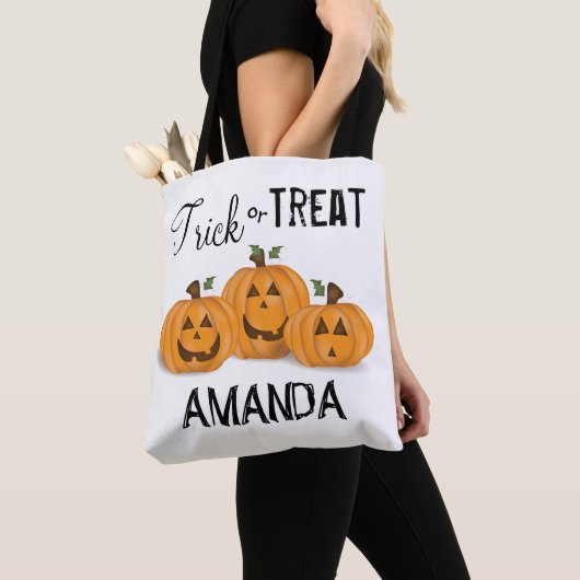 Tote Bag Halloween mignonne Trick Ou Traiter Citrouilles Dr (De près)