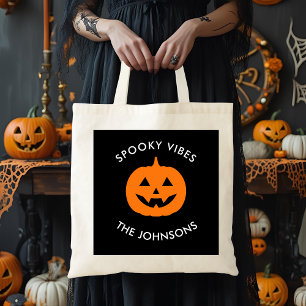 Tote Bag Halloween minimaliste - Nom de famille personnalis
