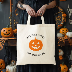 Tote Bag Halloween minimaliste – Nom de famille personnalis