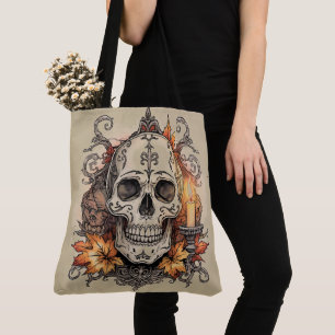Tote Bag Halloween, Motif Crâne, Calavera à la Lumière des