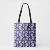 Tote Bag Halloween Motif violet vert clair Fantômes (Devant)