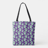Tote Bag Halloween Motif violet vert clair Fantômes (Dos)