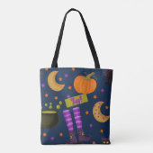 Tote Bag Halloween noir et violet Motif lunaire (Dos)