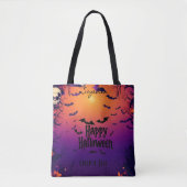 Tote Bag Halloween personnalisé avec chauves-souris et couc (Devant)