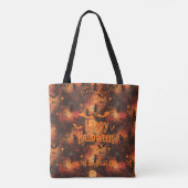 Tote Bag Halloween personnalisé avec chauves-souris, sorciè (Dos)