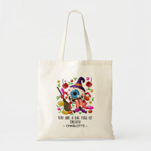 Tote Bag Halloween personnalisé couleur sucreries ou farces