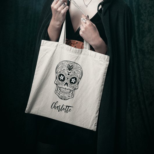 Tote Bag Halloween personnalisée au crâne de Calavera