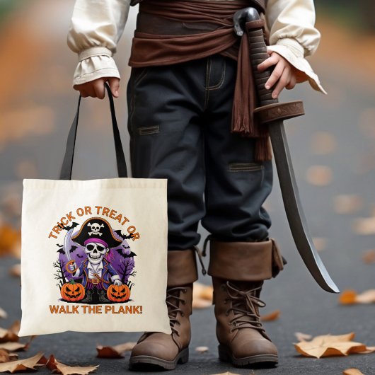 Tote Bag Halloween Pirate Trick or Treat or Walk the Plank