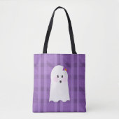 Tote Bag Halloween Plaid Ghost Ghoul Purple (Devant)