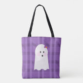 Tote Bag Halloween Plaid Ghost Ghoul Purple (Dos)
