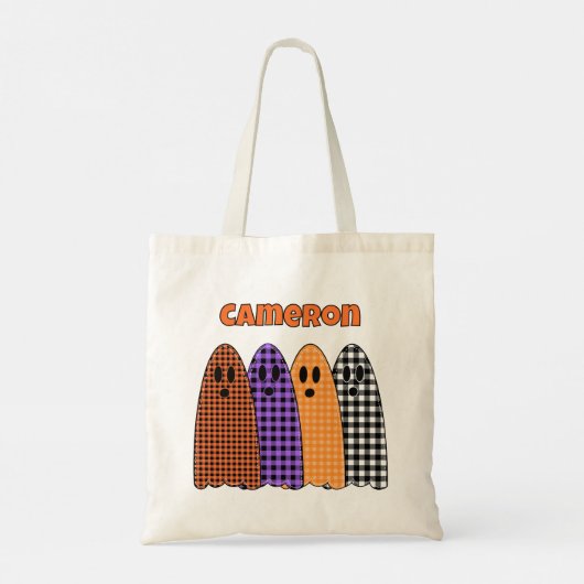 Tote Bag Halloween Plaid Gingham Ghosts (Dos)