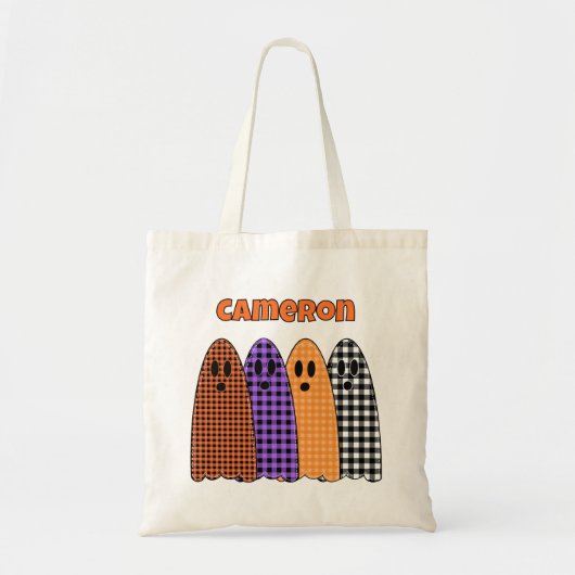 Tote Bag Halloween Plaid Gingham Ghosts (Devant)