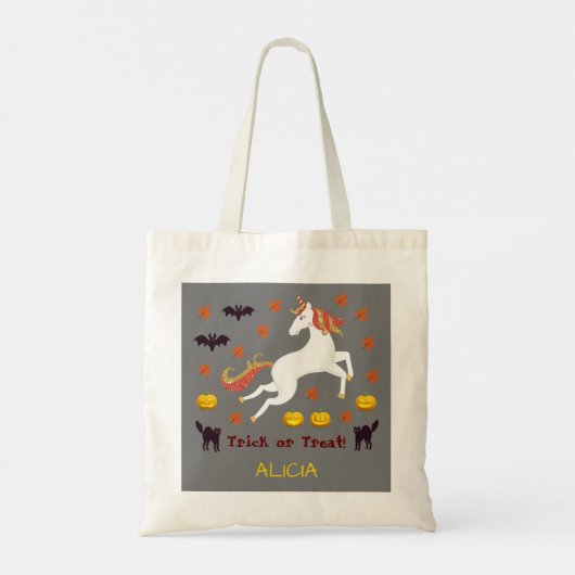 Tote Bag Halloween plus effrayant Unicorn Citrouille chauve (Dos)