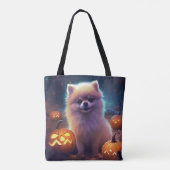 Tote Bag Halloween Poméranien Avec La Peur Citrouille (Dos)