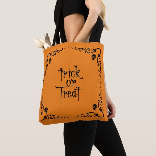 Tote Bag Halloween Pumpkin Orange Trick or Treat (De près)
