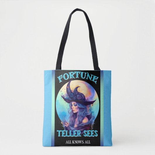 Tote Bag Halloween rétro Blue Witch (Devant)