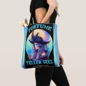 Tote Bag Halloween rétro Blue Witch (De près)
