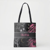Tote Bag Halloween rose et noir réutilisable (Devant)
