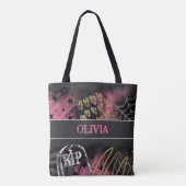 Tote Bag Halloween rose et noir réutilisable (Dos)