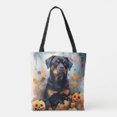Tote Bag Halloween Rottweiler avec la peur Citrouille (Dos)