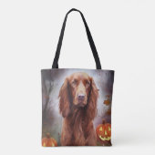 Tote Bag Halloween Rouge irlandais Setter avec la peur Citr (Dos)