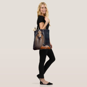 Tote Bag Halloween Rough Collie Avec Citrouille effroi
