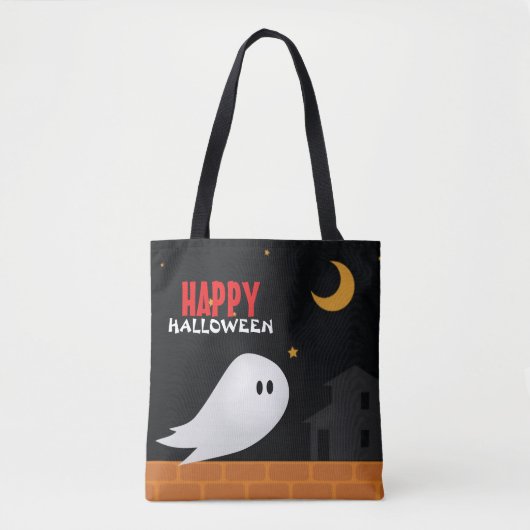 Tote Bag Halloween ruse ou traiter le fantôme de dessin ani (Devant)
