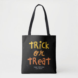 Tote Bag Halloween ruse ou traiter le mignon orange noir